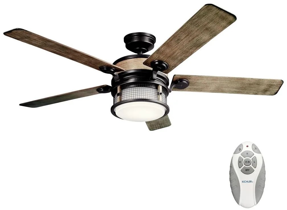 Ventilator LED dimabil de tavan Kichler KLF-AHRENDALE-60-AVI 10W/230V IP44 + telecomandă