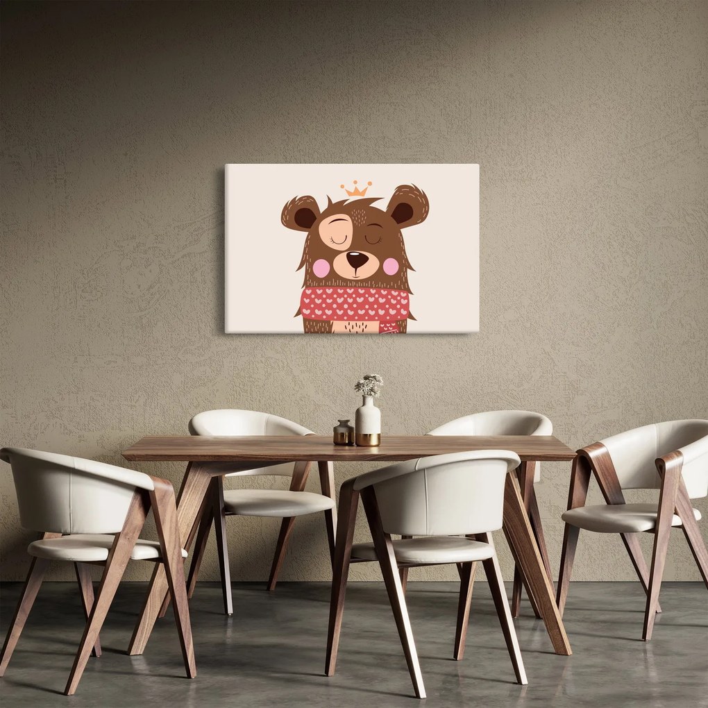 Tablou - Teddy ursuleț cu eșarfă roșie (90x60 cm)