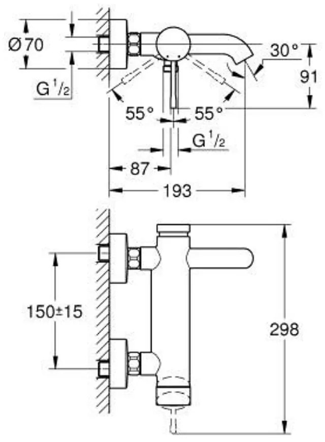 Baterie cada-dus Grohe Essence antracit periat Hard Graphite Antracit periat