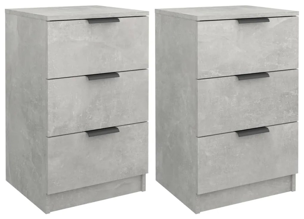 811277 vidaXL Noptiere, 2 buc., gri beton, 40x36x65 cm