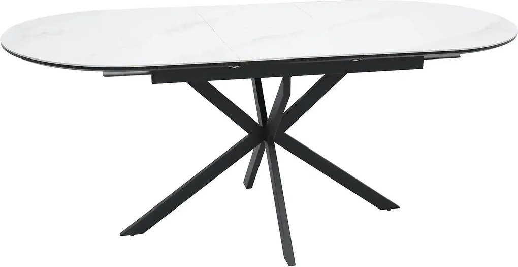 Masa extensibila pentru sufragerie GASTON, alb/negru, ceramica/metal,