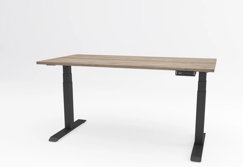 Birou reglabil pe inaltime TerrA8 PRO BLACK- 2 motoare, profil patrat, culoare Negru (Dimensiune blat: 137x67 cm, Culoare blat: Alb 25mm)