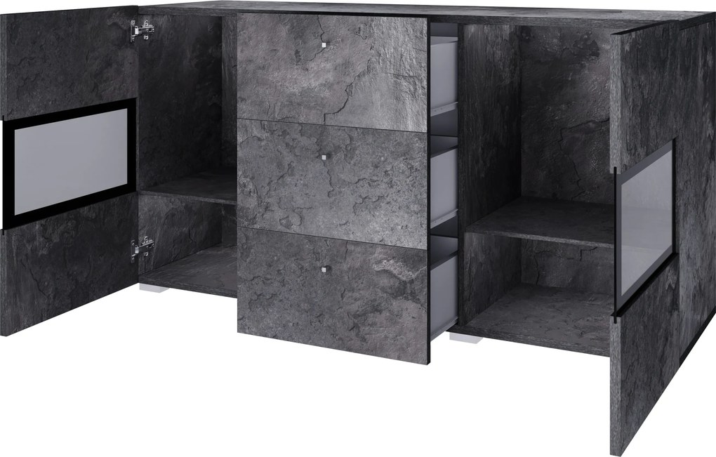 Comodă cu sertare Baros 26 132 cm - beton închis / schiefer