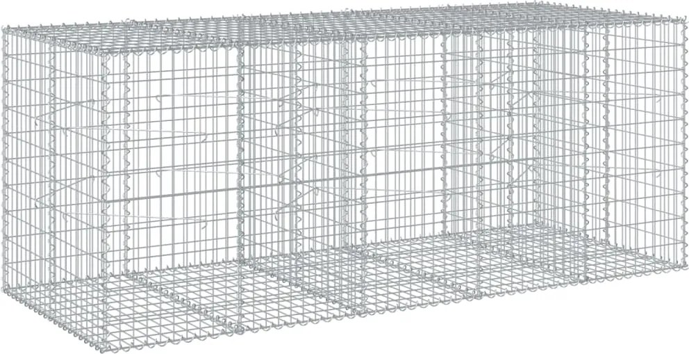 vidaXL Coș gabion cu capac, 250x100x100 cm, fier galvanizat
