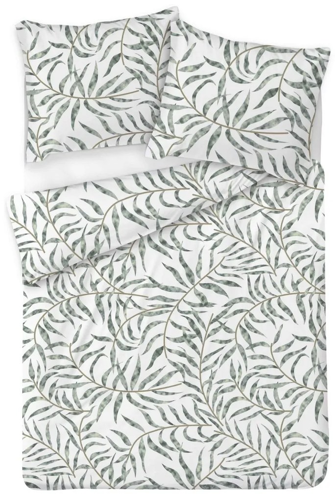 Lenjerie de pat Matex Satin Frunze tropicale , 140 x 200 cm, 70 x 90 cm