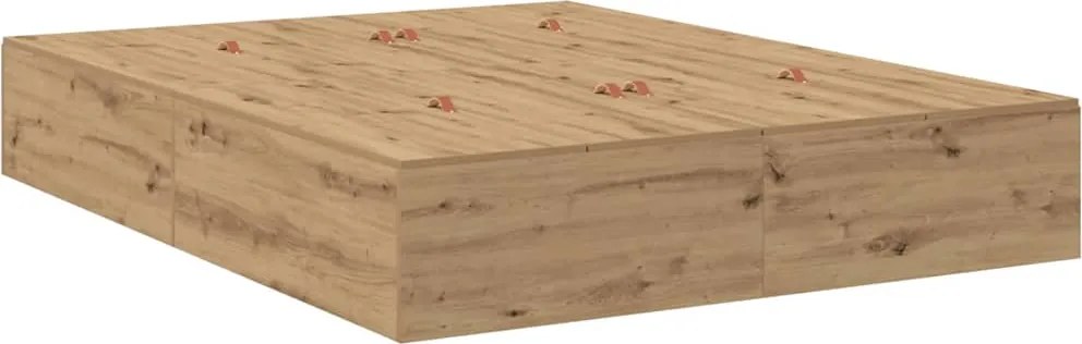 vidaXL Cadru de pat cu depozitare cu sertar Stejar Artizanal 150 cm