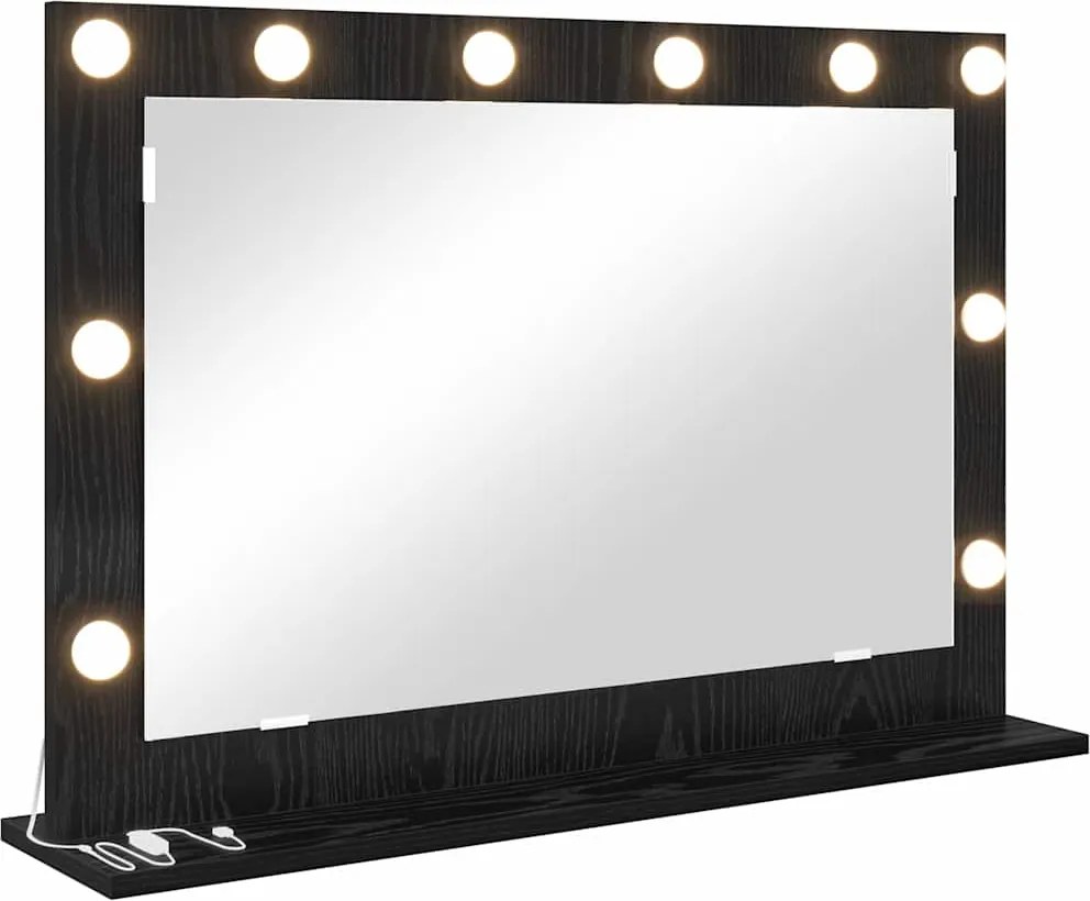 vidaXL Oglindă de toaletă Dreptunghiular Stejar Negru 80 x 15 x 18 cm