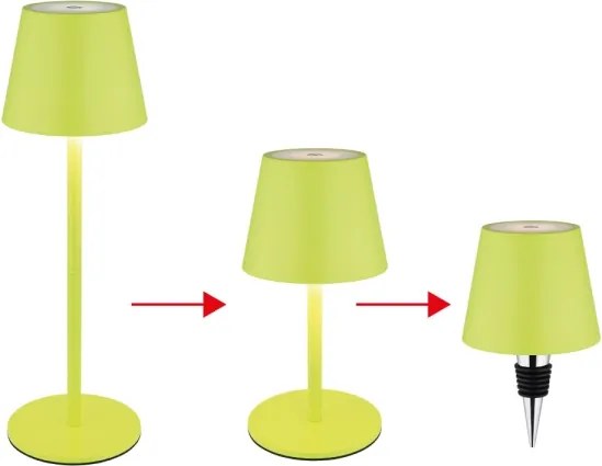 Globo 58488NG-LED Lampă de masă VANNIE pentru exterior, reglabilă (dimmabilă), cu control tactil și reîncărcabilă, 3W/5V IP54 1800mAh, verde