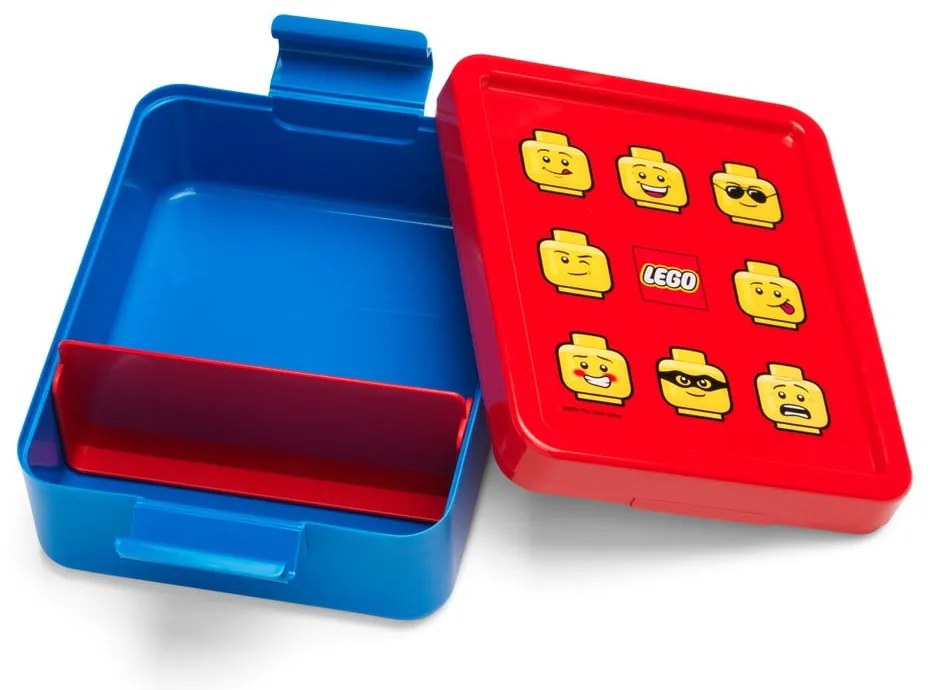 Set caserolă pentru gustări și sticlă LEGO® Iconic, roșu-albastru