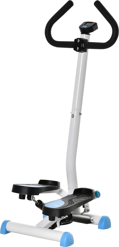 HOMCOM Stepper cu Mâner și Monitor LCD, Stepper pentru Fitness Acasă cu Pedale Antiderapante, 55x44x108 cm, Alb | Aosom Romania