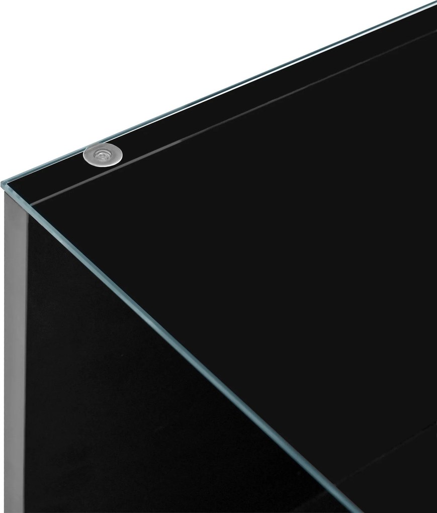 Masă de cafea cu spațiu de depozitare, iluminare ambientală LED, blat din sticlă și 2 sertare, 105x50x35 cm, Negru