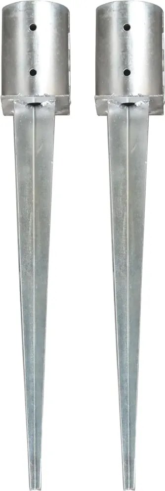 vidaXL Țăruși de sol, 2 buc., argintiu, 10 x 76 cm, oțel galvanizat