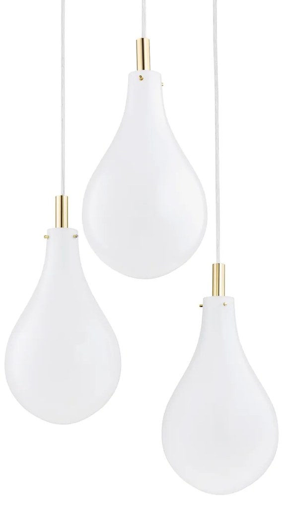 Lustra cu 3 Pendule sticla design decorativ OAKLAND alb/auriu