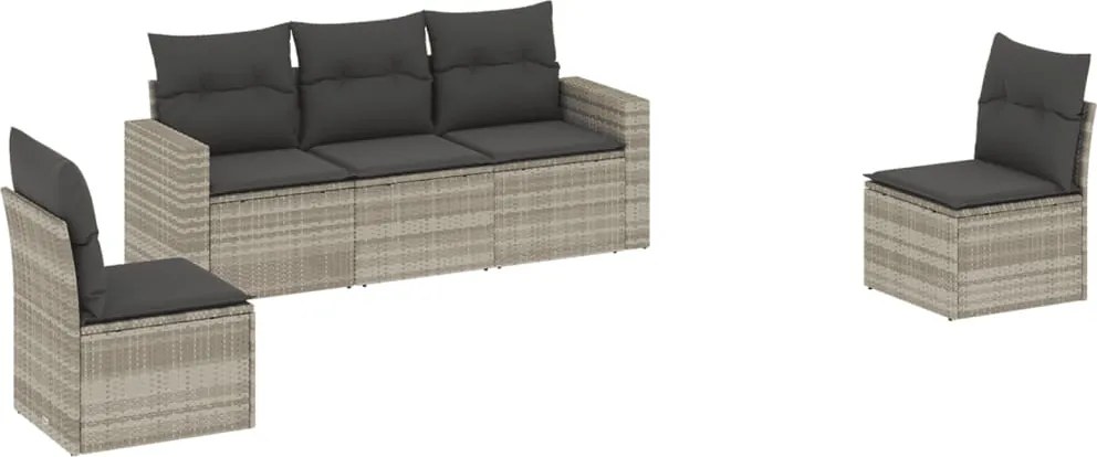 vidaXL Set canapele de grădină cu perne, 5 piese gri deschis poliratan