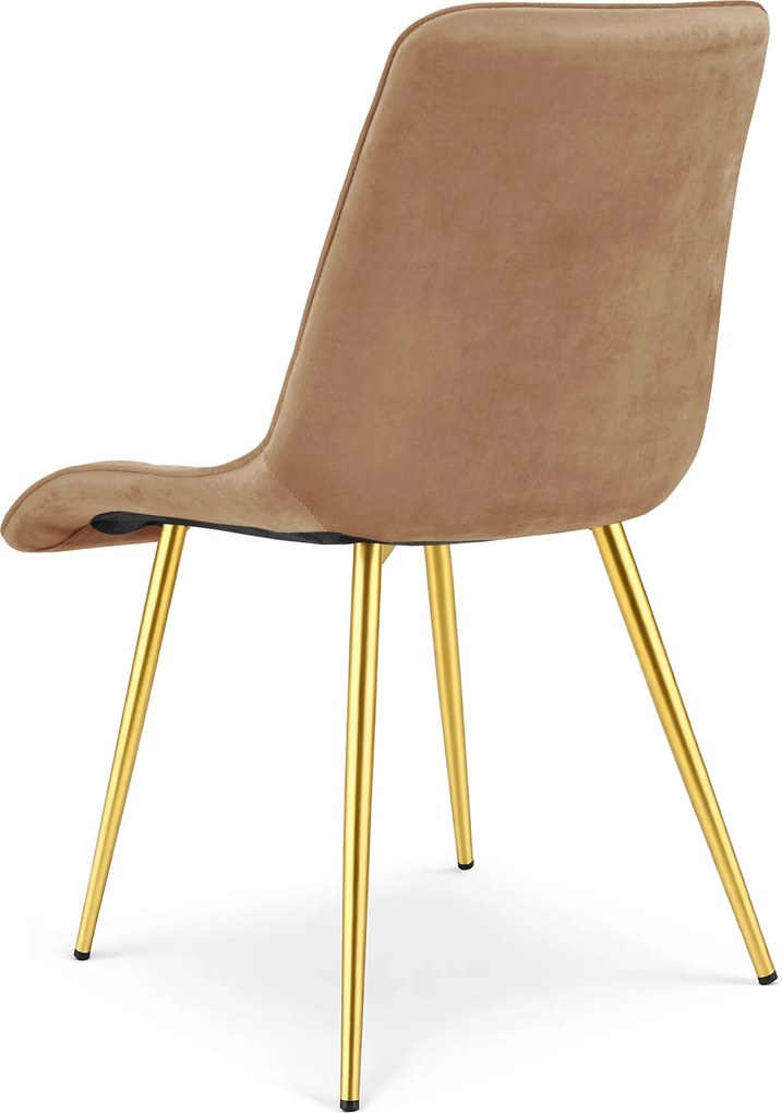 OFERTA Scaun de dining SPLIT VELVET cu picioare aurii, maro clasa a II-a