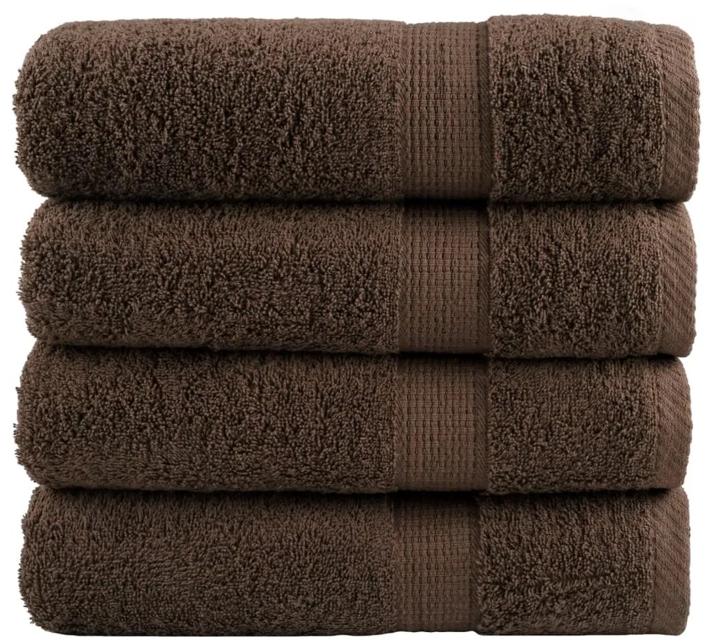 vidaXL Prosoape de mâini premium SOLUND 4 buc maro 50x100cm 600gsm
