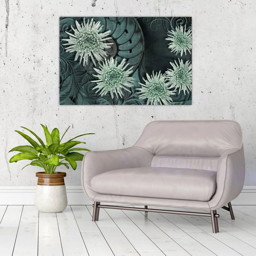 Tablou - Flori verzi (90x60 cm)