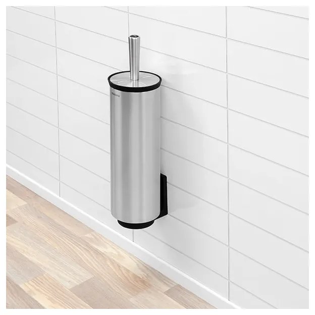 Perie pentru toaleta Brabantia Profile 90300284, 43 cm, Perie complet acoperita, Montabil pe perete, Inox