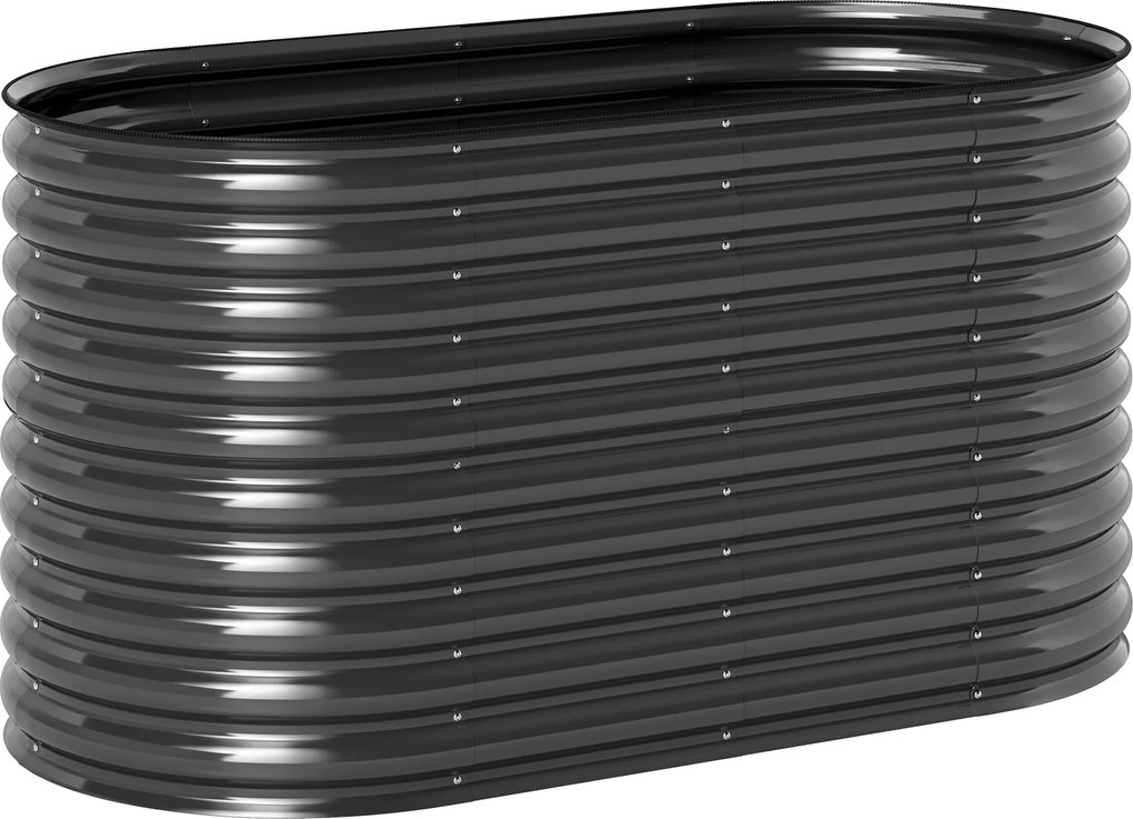 Outsunny Recipient pentru plante, ghiveci metalic cu margine de siguranță și mănuși, podea deschisă, 160B x 80T x 80H cm, Gri închis | Aosom Romania