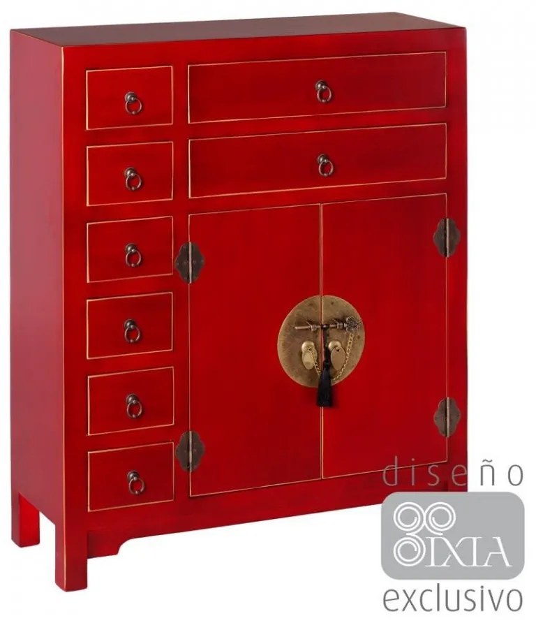 Bufet inferior rosu din MDF 73 cm Matrika Red Ixia