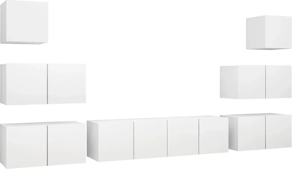 vidaXL Set dulapuri TV, 8 piese, alb, lemn prelucrat