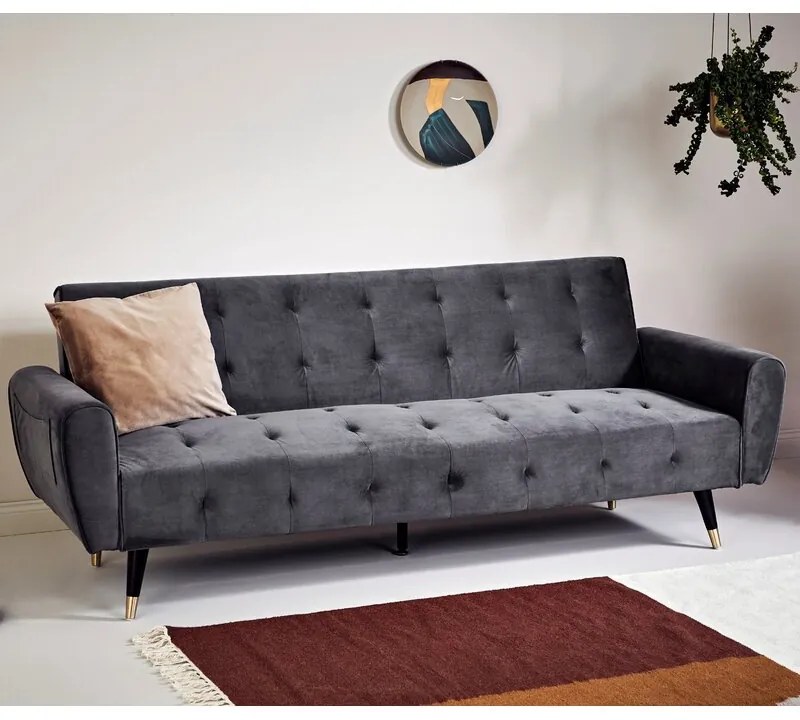 Canapea Glamour 219x84x81 cm Rabatabila Light Grey