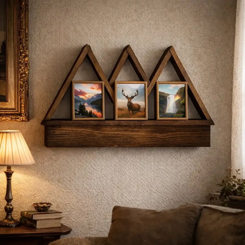 Raft de perete din lemn , Homs, natural, 42 x 25 x 6 cm