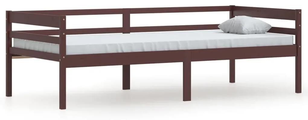 322054 vidaXL Cadru de pat, maro închis, 90x200 cm, lemn masiv de pin