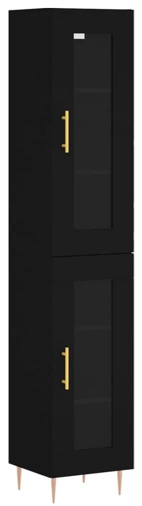 3199418 vidaXL Dulap înalt, negru, 34,5x34x180 cm, lemn prelucrat