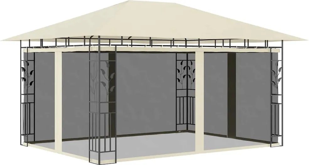 vidaXL Pavilion cu plasă anti-țânțari, crem, 4x3x2,73 m, 180 g/m²
