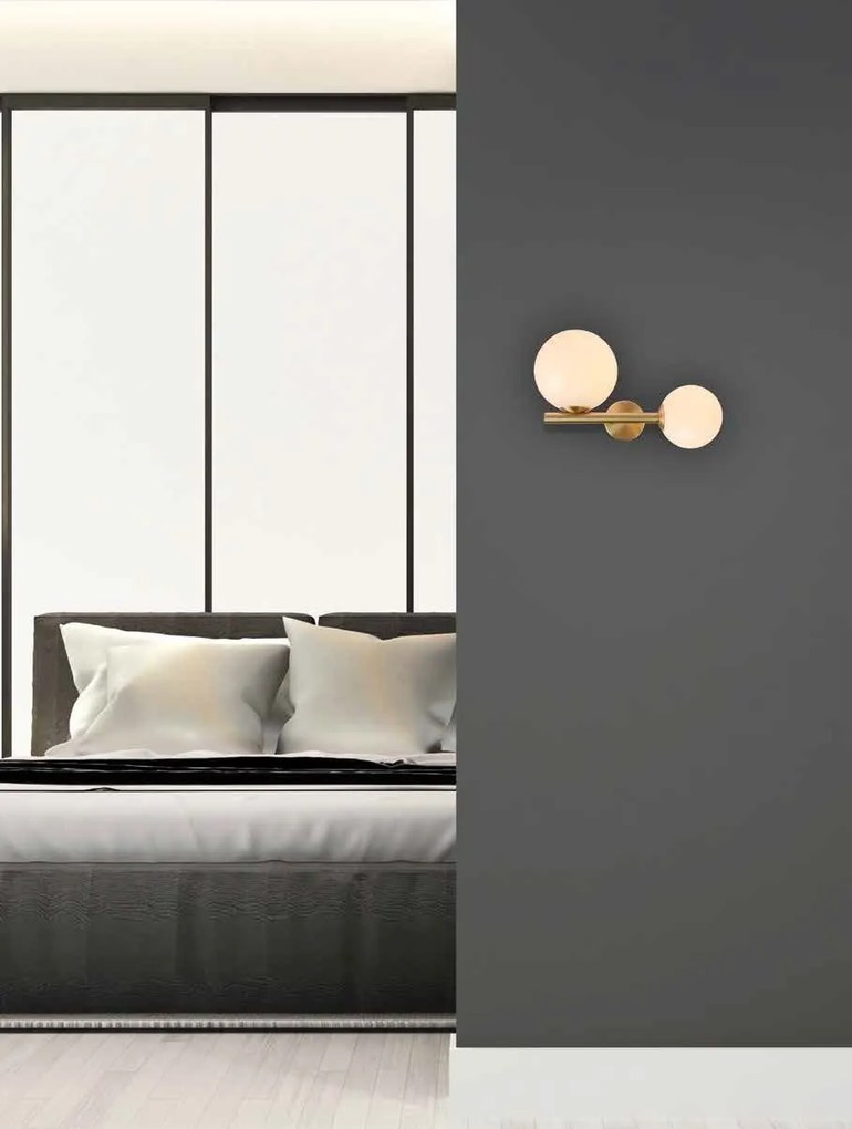 Aplica de perete cu 2 surse de iluminat design modern Cingea auriu mat