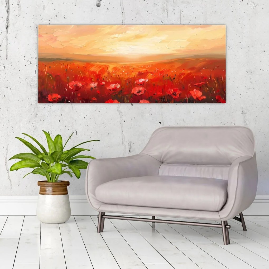 Tablou - Câmp de maci (120x50 cm)