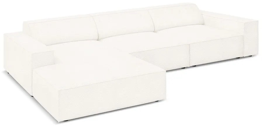 Colțar bej cu tapițerie bouclé (pe partea stângă) Jodie – Micadoni Home