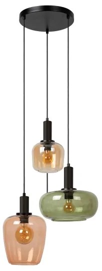 Lustră pe cablu Lucide 45408/13/99 ILONA 3xE27/40W/230V negru/bej