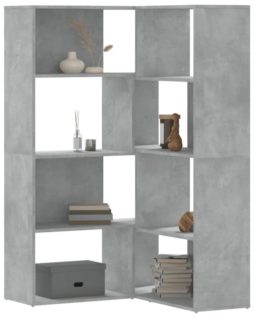 3307813 vidaXL Bibliotecă 4 niveluri gri beton 85x85x140 cm lemn prelucrat