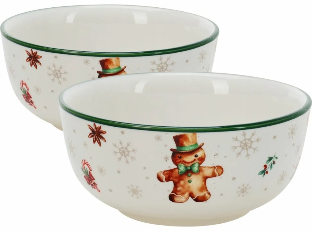 Set de 2 boluri din porțelan Gingerbread 500 ml 14 cm