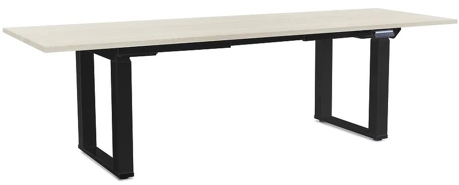 Masă înălțime reglabilă OfficeTech Strong 240 x 80 cm, picioare negre, frasin alb