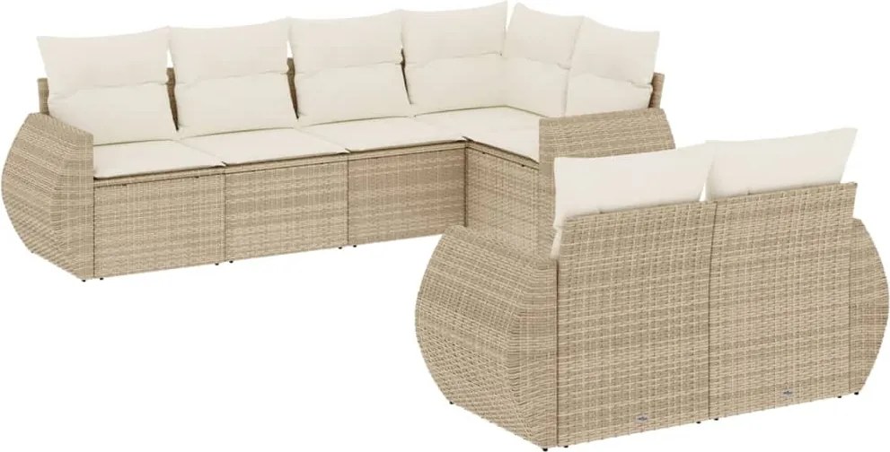 vidaXL Set canapele de grădină, 7 piese, cu perne, bej, poliratan