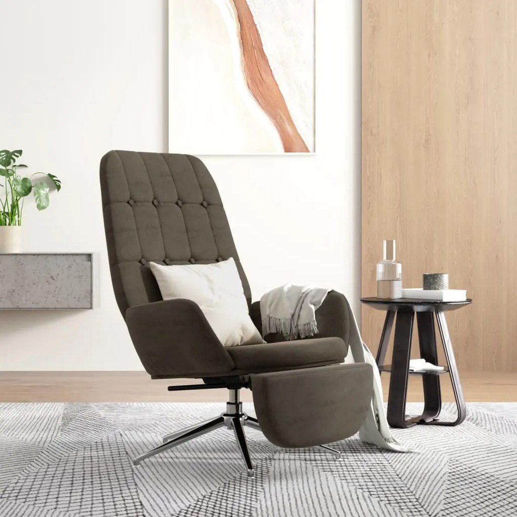 3097701 vidaXL Scaun de relaxare cu suport picioare, gri închis, microfibră