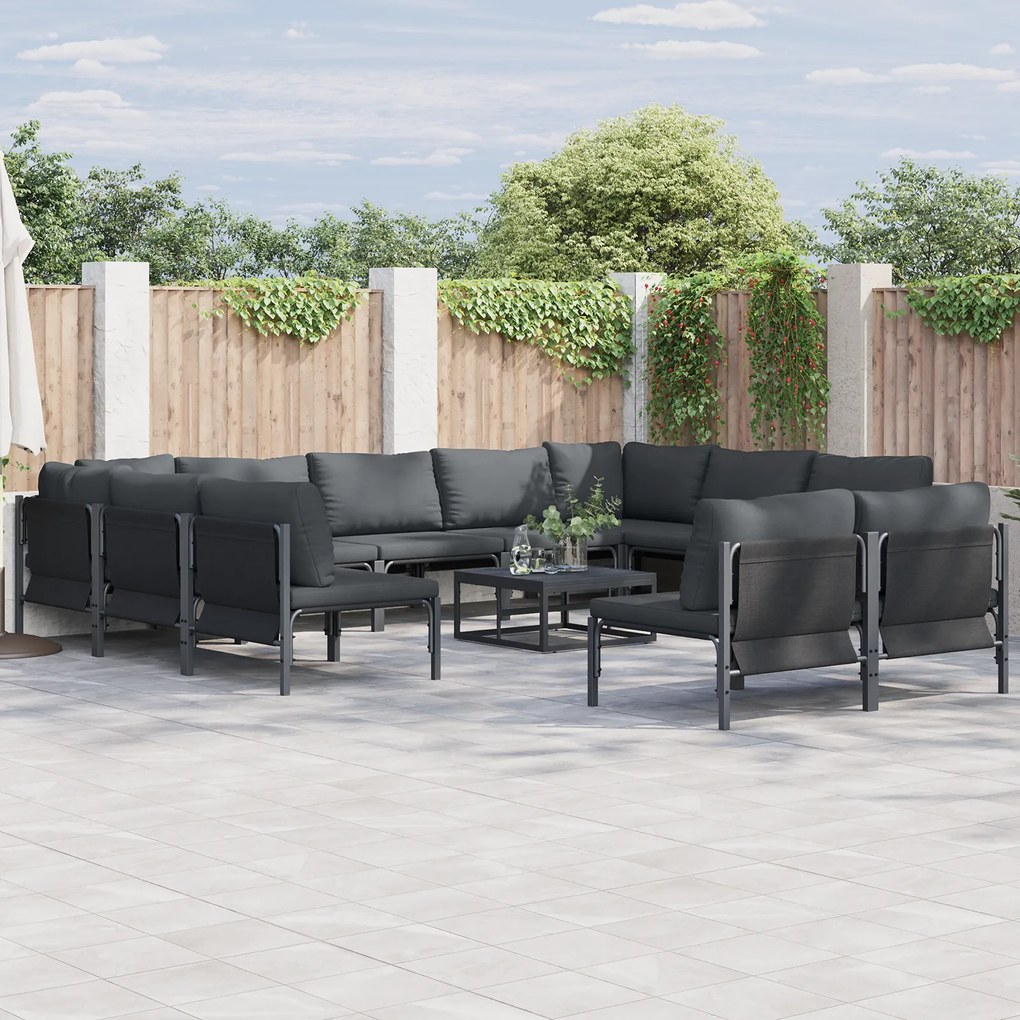 vidaXL Set de canapele pentru grădină 11 pcs Antracit Oțel