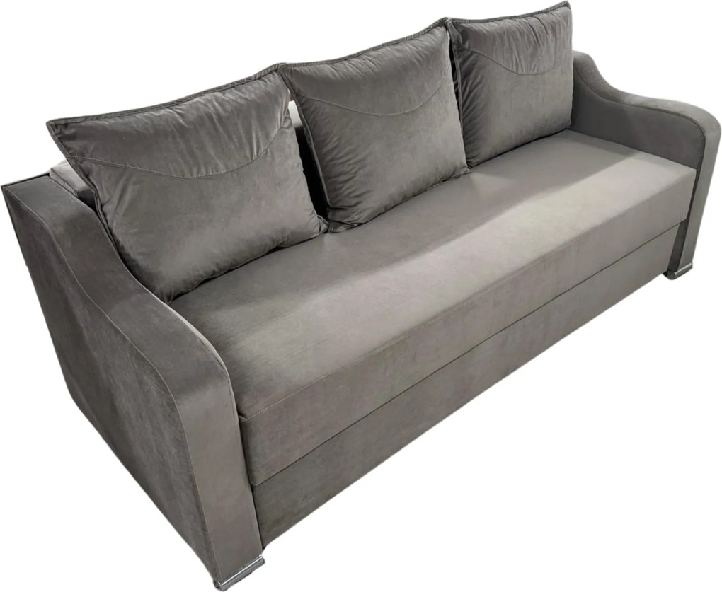 Canapea GIULIA extensibila, 3 locuri, cu lada de depozitare, catifea maro cappuccino , 220x100x80 Maro Cappuccino