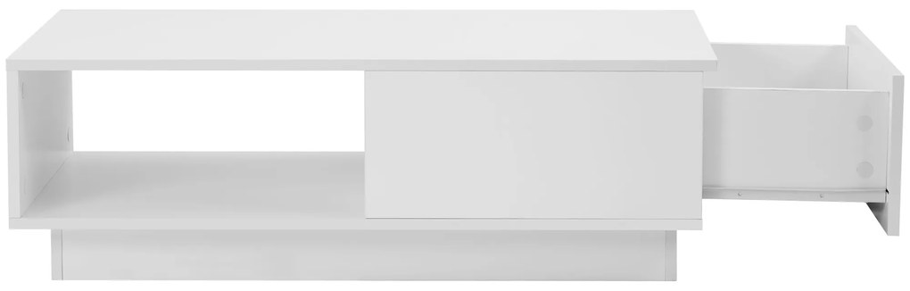 Măsuță de Cafea Modernă cu Iluminare LED Multicoloră în 15 Moduri, din MDF și Plăci de Particule, 95x55x32 cm, Albă