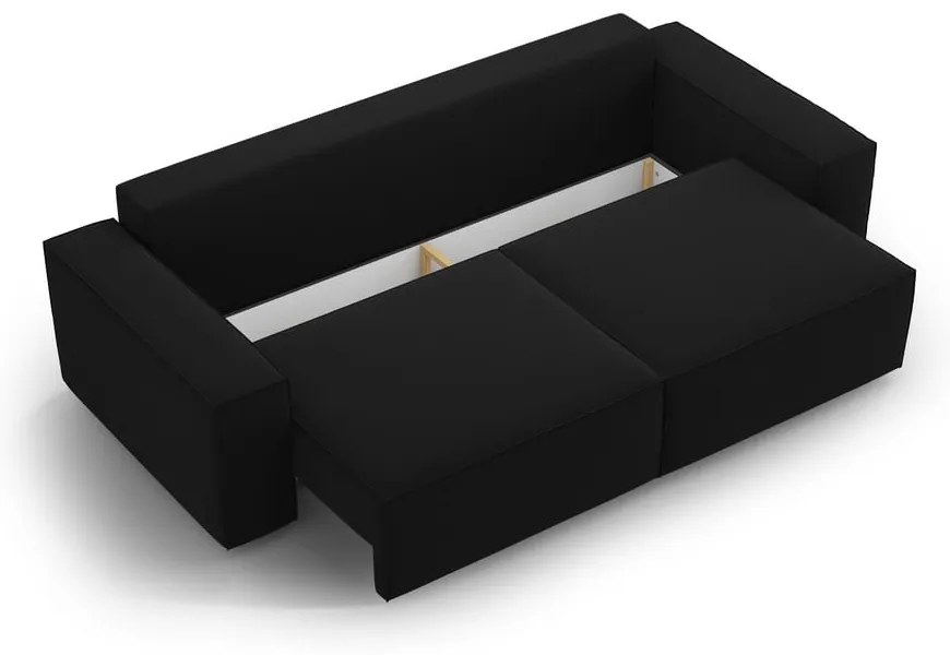 Canapea neagră extensibilă/cu spațiu de depozitare cu tapițerie din catifea 247 cm Jodie – Micadoni