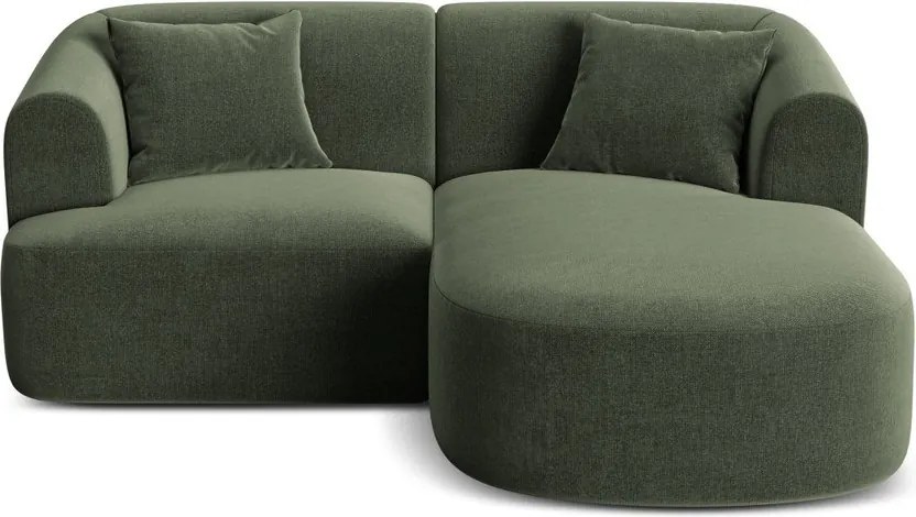 Colțar verde cu tapițerie din catifea (cu colț pe partea dreaptă/cu șezlong) Campi – Cosmopolitan Design