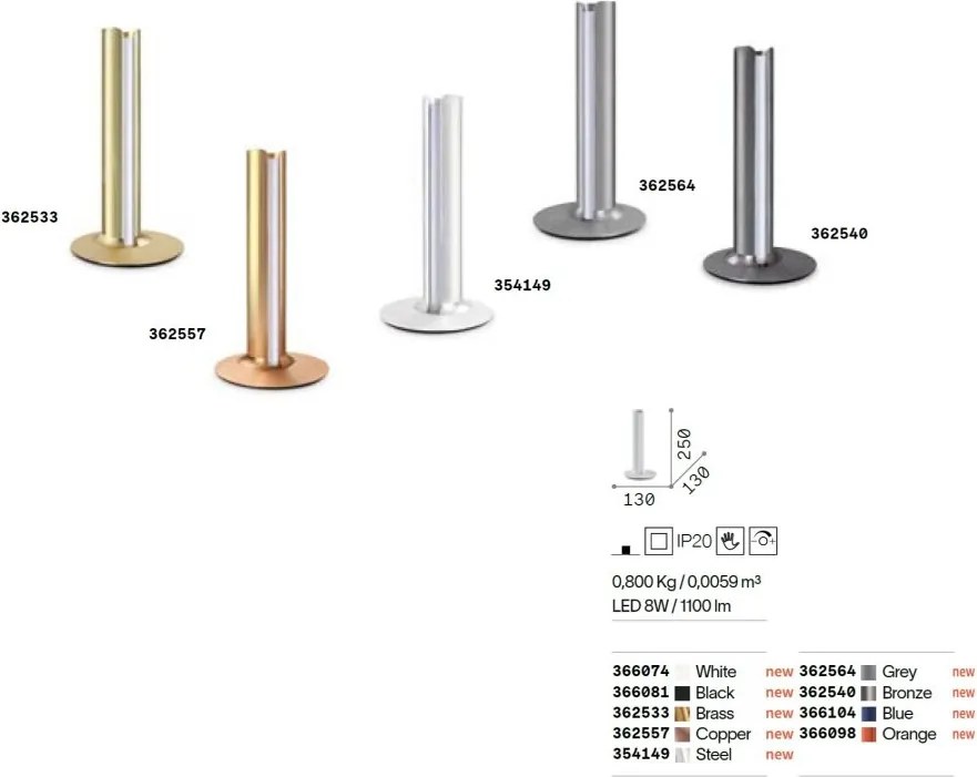 Lampa LED de masa DORICA TL1 NERO