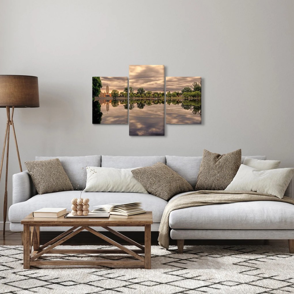 Tablou cu lac și copaci (90x60 cm)