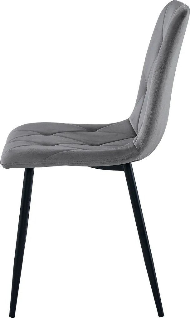 OFERTA Scaun de sufragerie din catifea gri inchis LIBRA cu picioare negre Calitatea a II-a