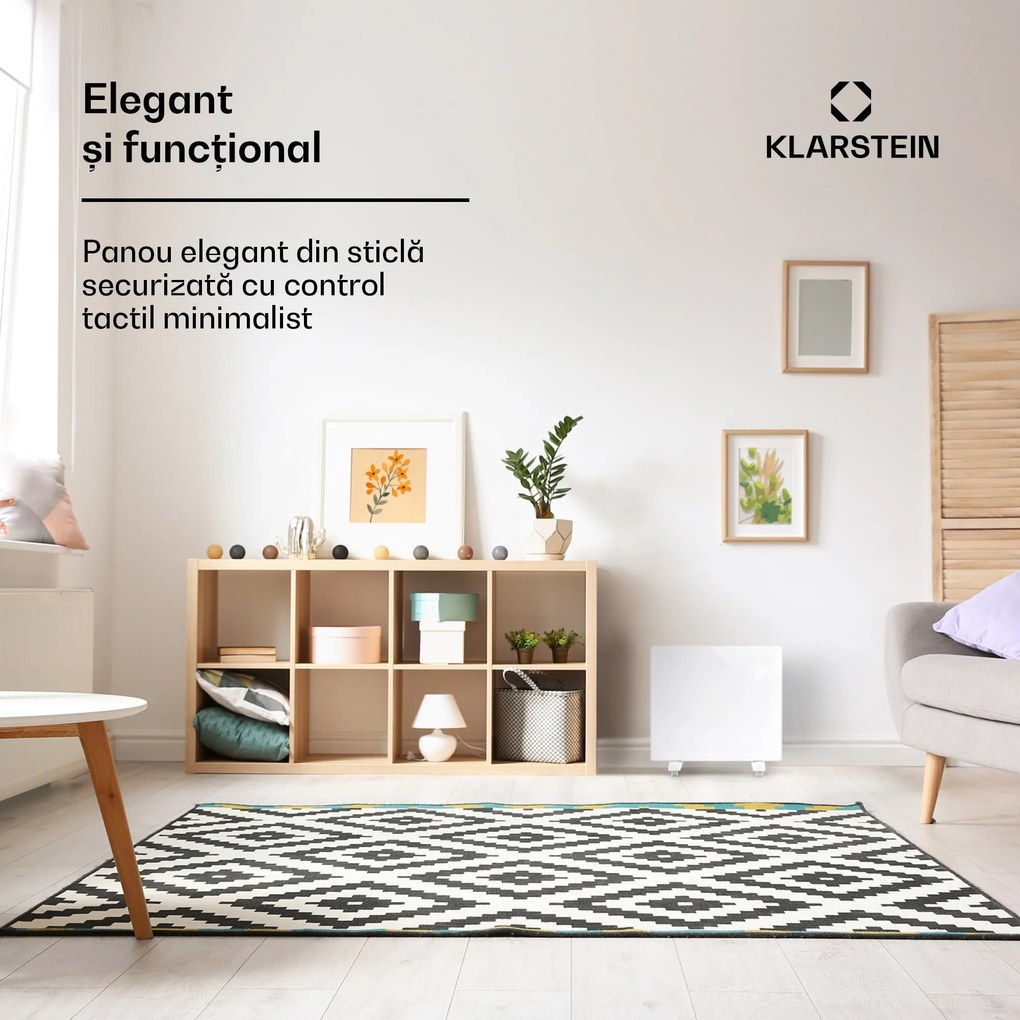 Klarstein BORNHOLM SINGLE, convector, încălzitor convențional, termostat, timer, 1000 W, alb