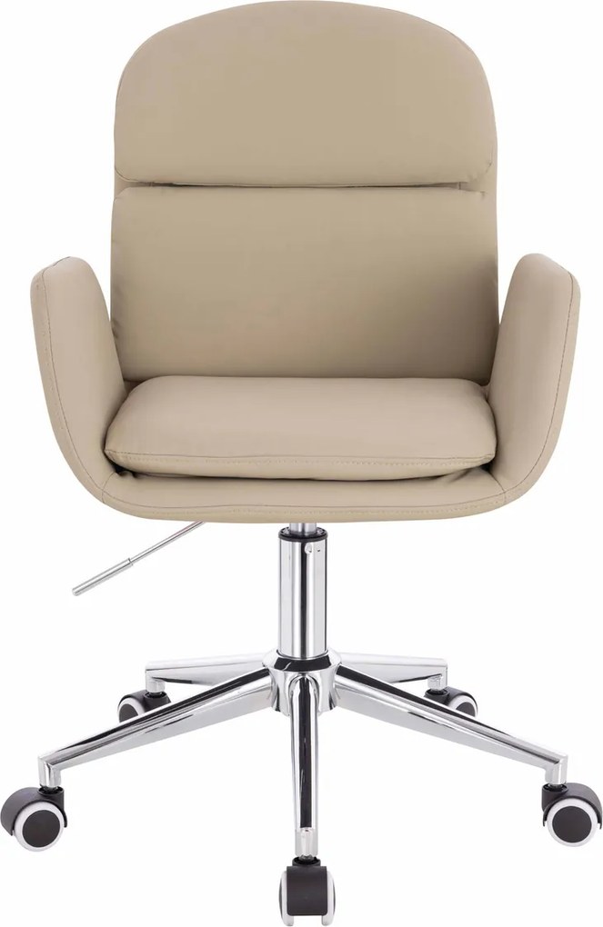 HR480K Scaun Crem Piele Ecologica Premium Soft cu Bază Cromata