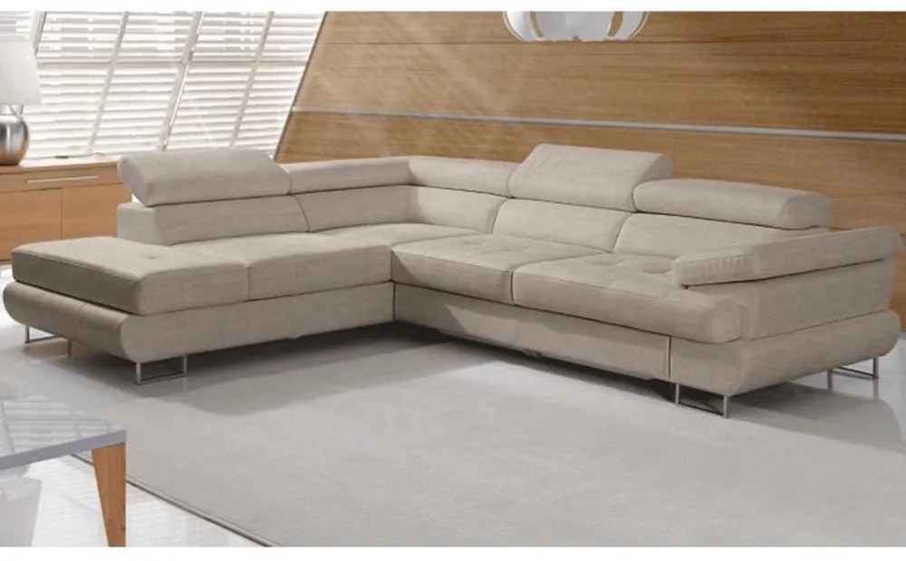 Colţar, material textil melir gri deschis, model stânga, BUTON P